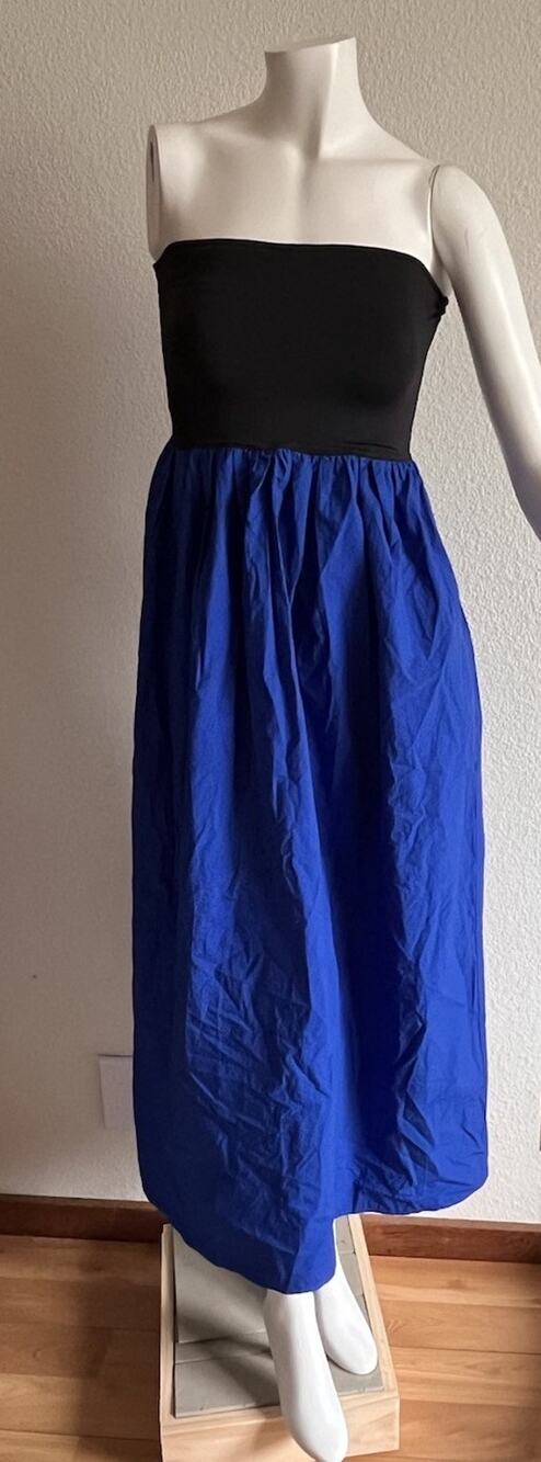 Ciao Lucia Tufo Dress XS Klein Blue Black Strapless Cotton maxi NWT $350